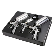 3 HVLP Air Spray Gun Kit Auto Paint Car Primer Detail Basecoat Clearcoat US SHIP
