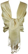 Gold Women's Paisley Glitter Shimmery Tonal Scarf Shawl Wrap Pashmina _PSK