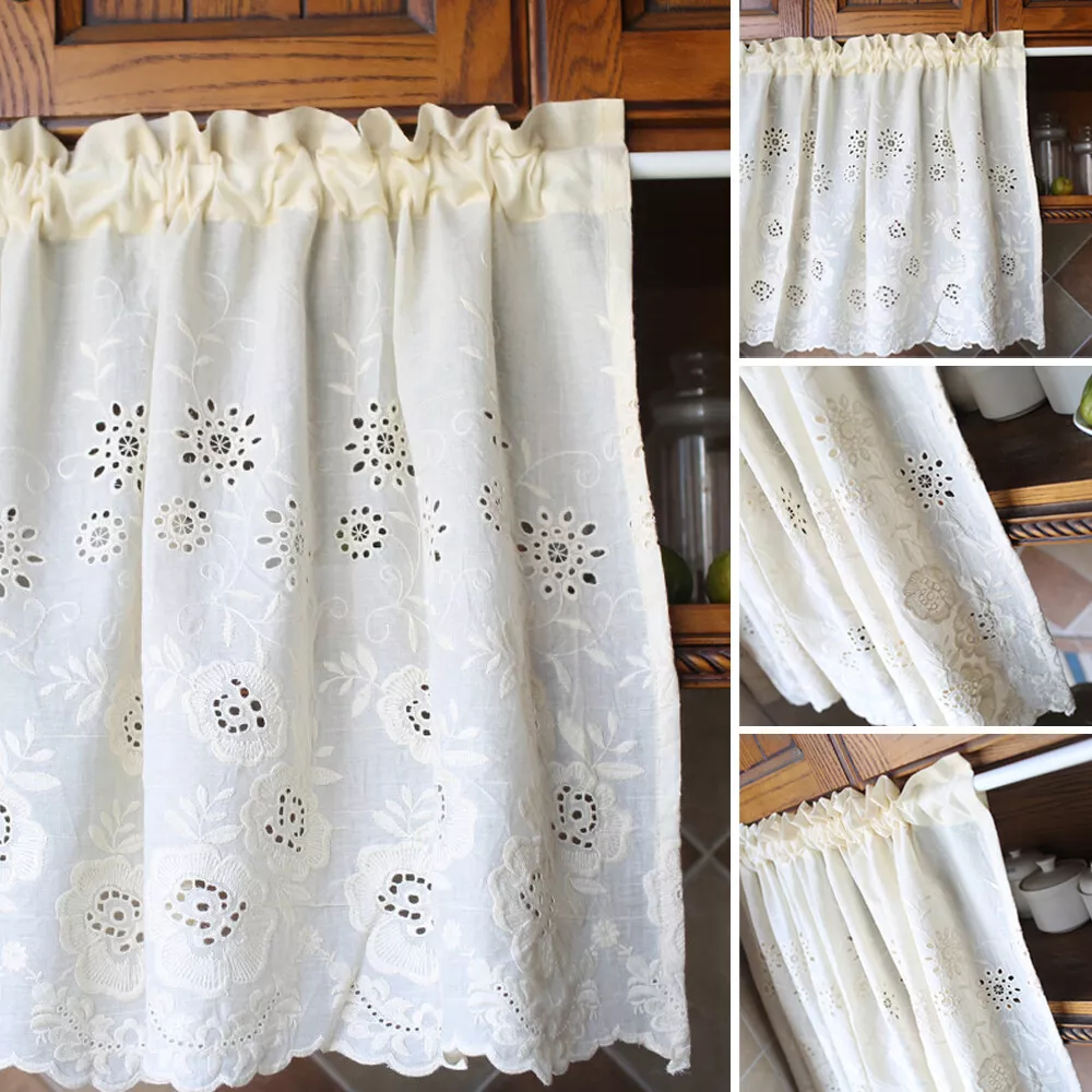 White Short Curtain Cafe Half Curtain Window Drape Kitchen Cabinet Door  Decor