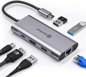 UtechSmart USB C Hub, USB C Adaptateur multiport Ethernet, 6 Dans 1 USB C à HDMI Doc.