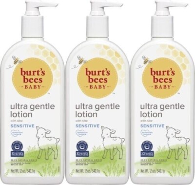 3 X Burt's Bees Baby Ultra Gentle Lotion for Sensitive Skin - 12 Ounce