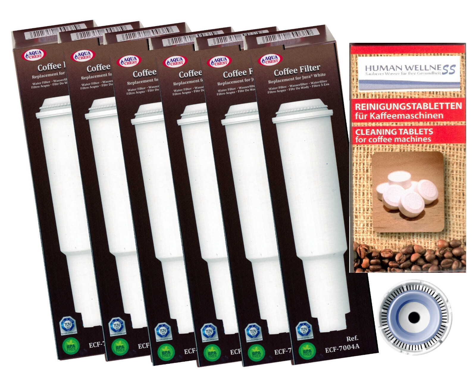 6 x Filterpatronen kompatibel Jura white Impressa + 10 Reinigungstabs Neuheit