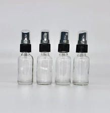 Clear Glass Spray Bottles - 4 Pack  15ml (1/2 oz) Clear Black Fine Mist Sprayer
