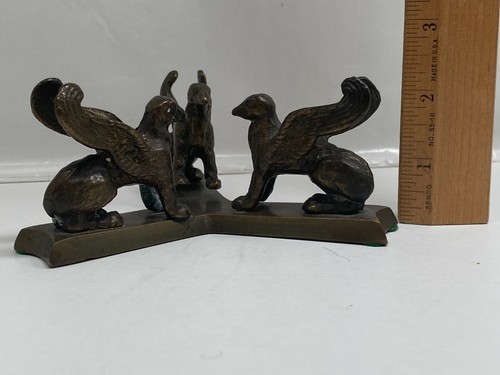 3 Vintage Metal Gargoyles Setting Platform Candy Dish Brass?