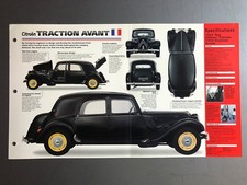 1934 - 1957 Citroën Traction Avant IMP "Hot Cars" Print, Spec Sheet, Folder