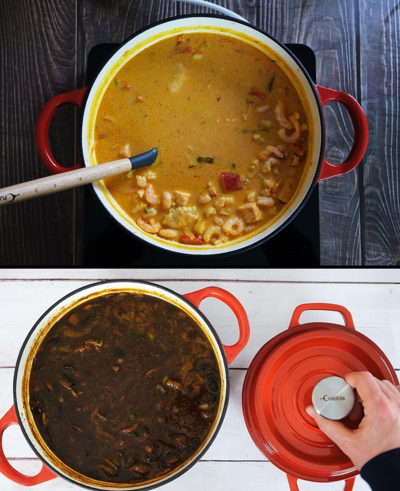 Dutch Oven Enameled Cast Iron Pot Cocotte with Dual Handle and Cover