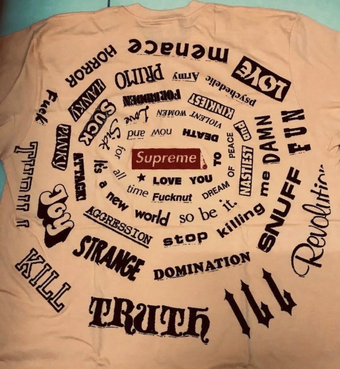 T shirt Supreme Spiral taille moyenne orange pêche 2021