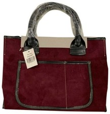 Saks Fifth Avenuebag Burbundy Black Suede Tote(ts2a)nwt