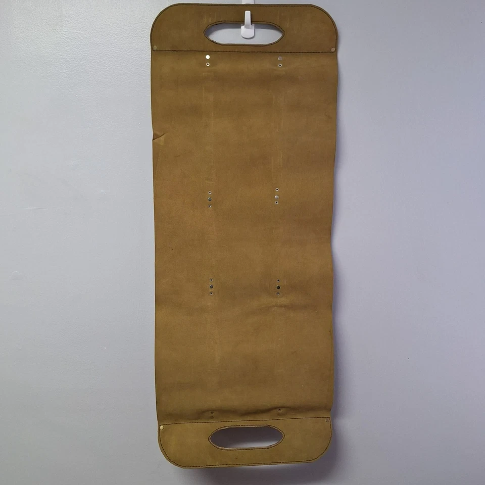 Leather Wood Carrier Holder Embossed Design Dual Handles Deer Cabin Rustic 17 x - Image 4 of 4