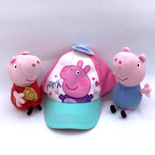 TY Peppa Pig Holding Brown Bear Bean Bag Plush and George 6" Child s Hat
