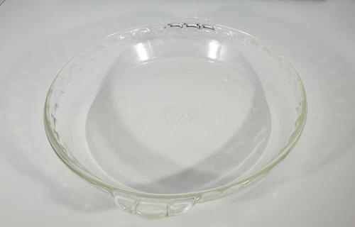 Vintage Pyrex # 229 Clear Glass Deep Dish 9.5" Scalloped Fluted Edge Pie Plate