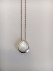 Mother of Pearl Pear Teardrop PENDANT Bezel Set STERLING SILVER SS 925  Necklace
