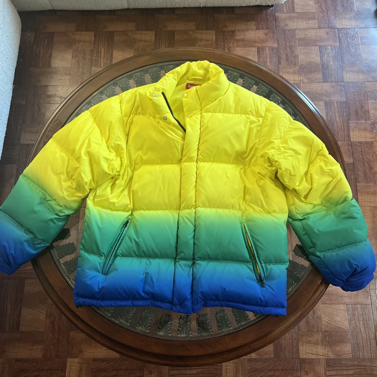 SS18 SUPREME GRADIENT PUFFY JACKET YELLOW SIZE LARGE GREAT