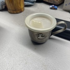 Silver Plate Sippy Cup Baby Toddler Drink Grips No Spill Embossed Duck 4oz