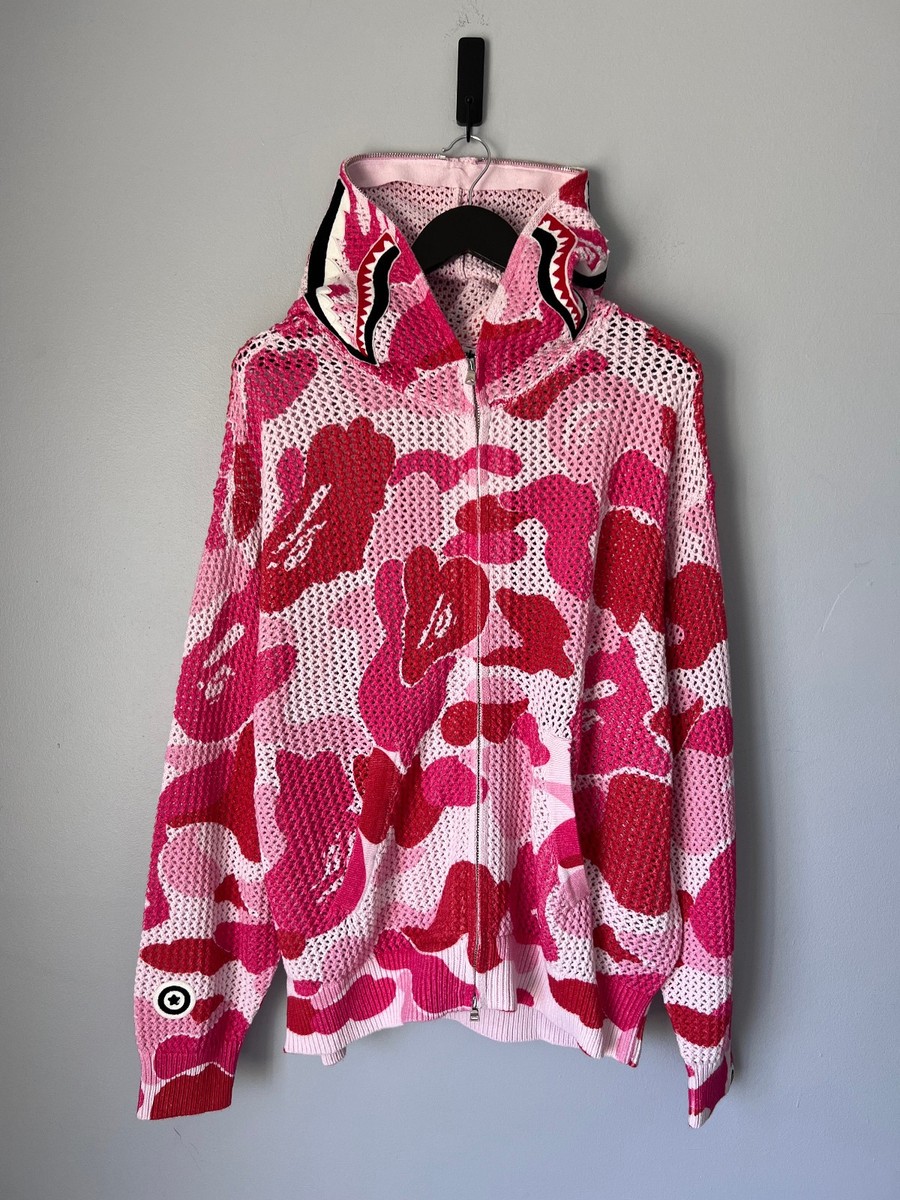 Bape ABC Camo Full Zip Shark Sweatshirt - Size XXL - Pink - NEW | eBay