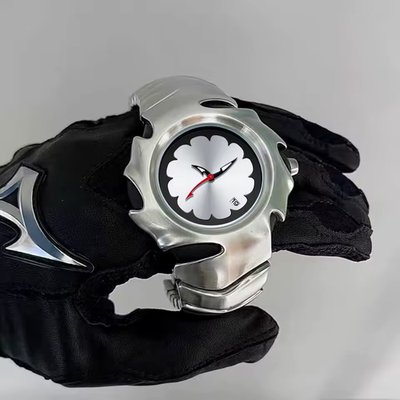 silver oakley blade saw style watch y2k Stainless Steel analog