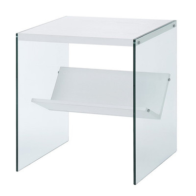 Convenience Concepts Soho End Shelf Table White/Glass