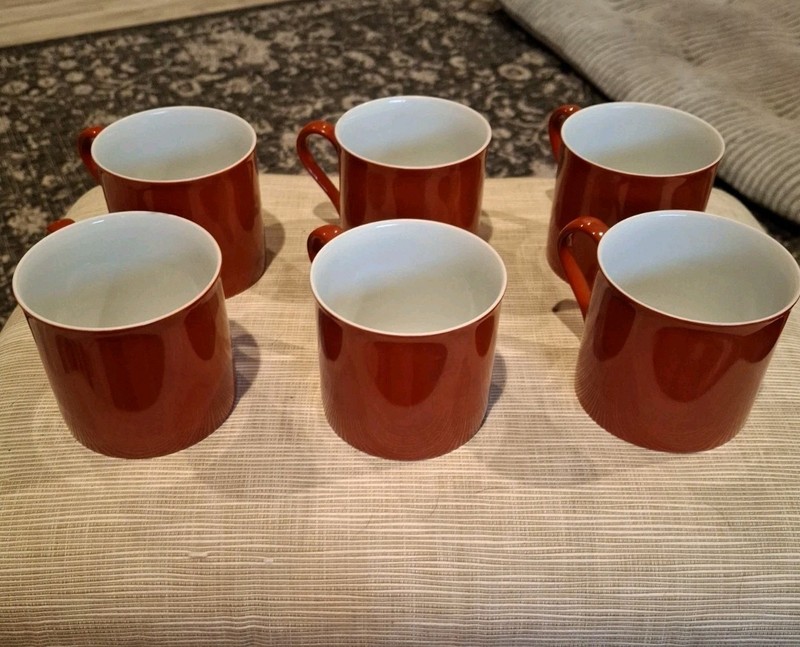 Dansk Tapestries Jacquard Flat Top Cups, Red, Set Of 6