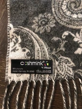 V. Fraas Cashmink black grey scarf 68x12 made in Germany