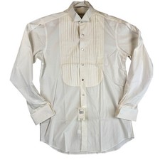 Perry Ellis Portfolio Tuxedo Shirt Mens 15 34 White Pleated Bib Formal Dress
