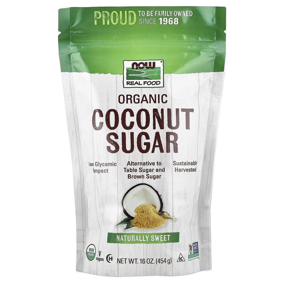 Now Foods Real Food Organic Coconut Sugar 16 oz 454 g Gluten-Free, Organic,