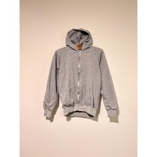 70s vintage cotton blend zip up thermal lined hoodie heather gray 541698