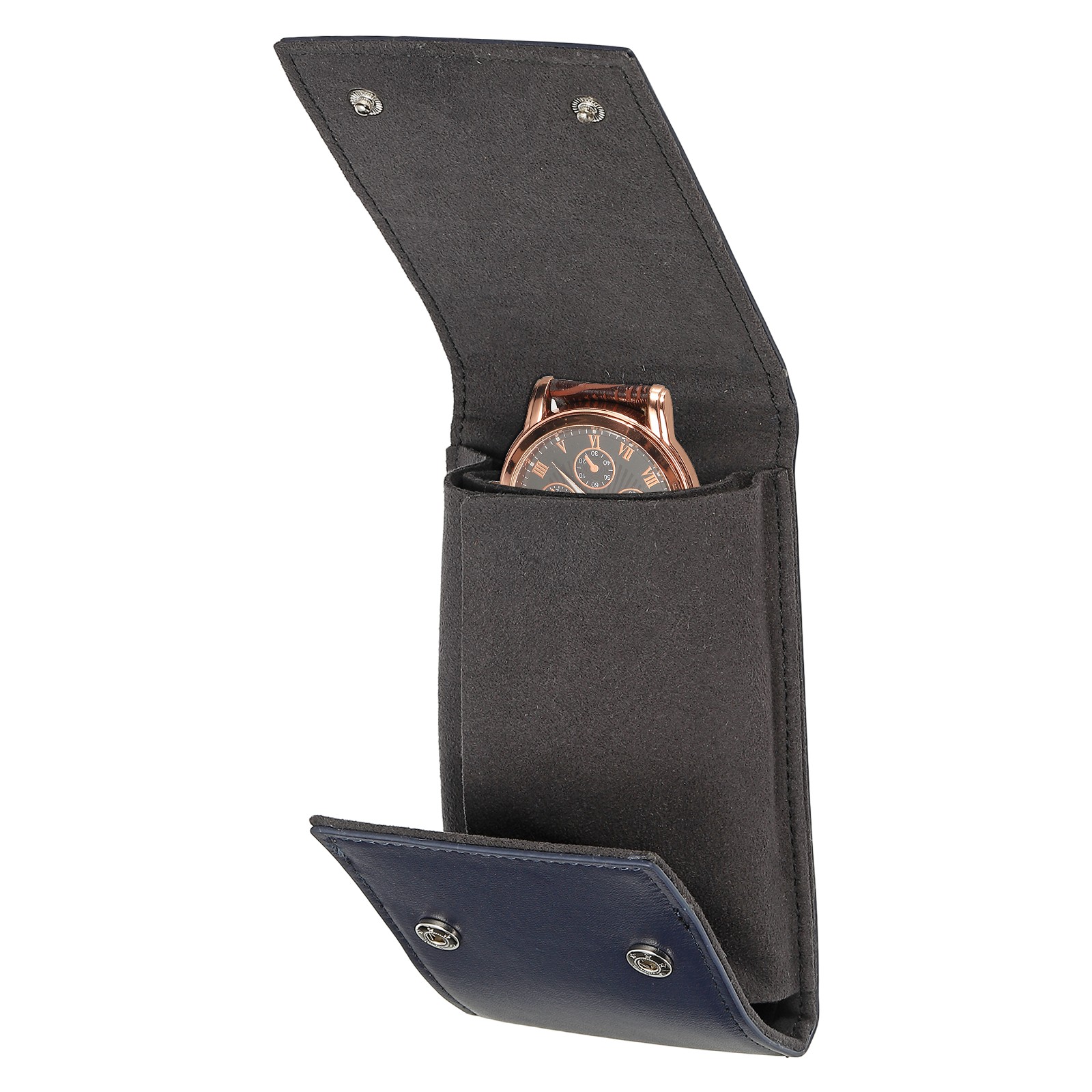 Watch Roll Travel Case Single Slots Portable Leather Watch Case Blue]