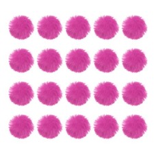 20Pcs Fluffy Soft Faux Fur Pom Poms for Hats with Elastic Loop, Rose Red