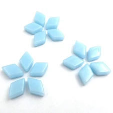 Aqua Blue Diamond Shaped Glass Mosaic Tile Pieces - 25 tiles - 12 MM X 19MM