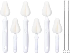 8 Pcs Sponge Nipple Bottle Brushes, Baby Bottle Brush with 3 Pcs Nipple Cleaner,