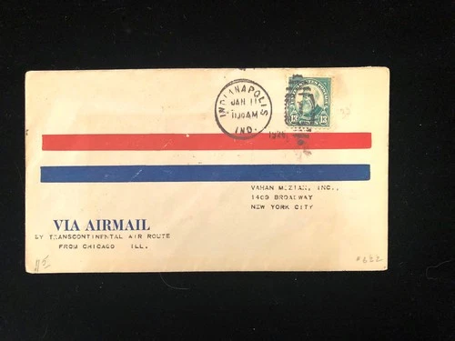 IN INDIANAPOLIS 1925 FDC #622 PROPER SOLO USE ON AIR MAIL COVER