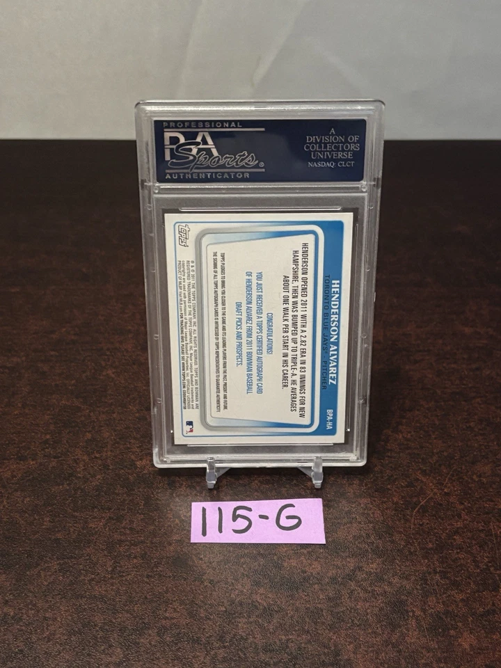 Henderson Álvarez 2011 bowman draft RC card #BPA–HA Auto PSA Gem Mt 10 Blue Jays - Image 4 of 4