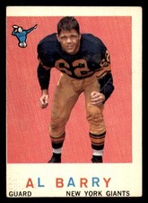 1959 Topps Al Barry Rookie RC GD MC Set Break #138 Football Card. rookie card picture