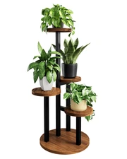 Bamworld Plant Tables Indoor Corner Plant Stand Tall Metal Wood Plant Shelf