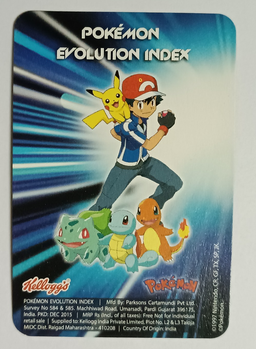 INDIA PRINT ORIGINAL KELLOGG'S POKEMON EVOLUTION CARD 2015