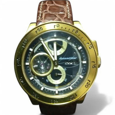 Orient Star Retro Future Limited 500 Automatic Watch Black Dial Gold Case 