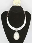 Earring Set Fashion Costume Jewelry jxu9 Silver Tone White Oval Pendant Necklace