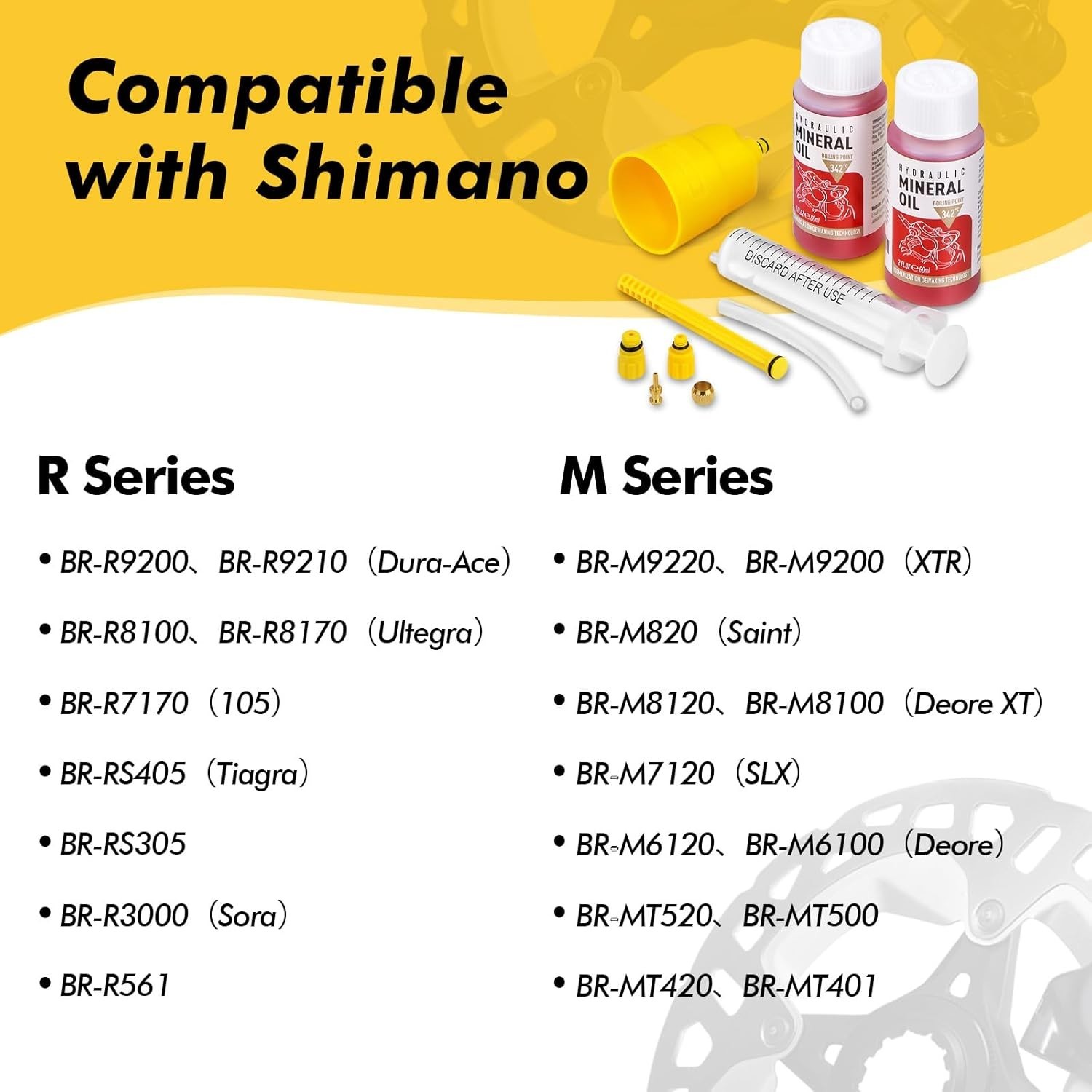 Brake Bleed Kit for Shimano Hydraulic Brakes, Brake Fluid Mineral Oil 120ml ...