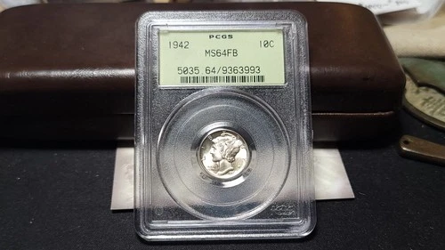 1942 P Mercury Dime 10c PCGS MS 64 FB Old Green Holder