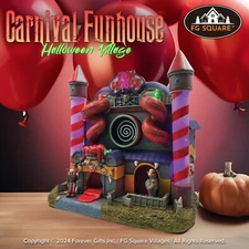 FG Square Carnival Funhouse Clown Theme Spooky Halloween Village Decor 10x6x10"