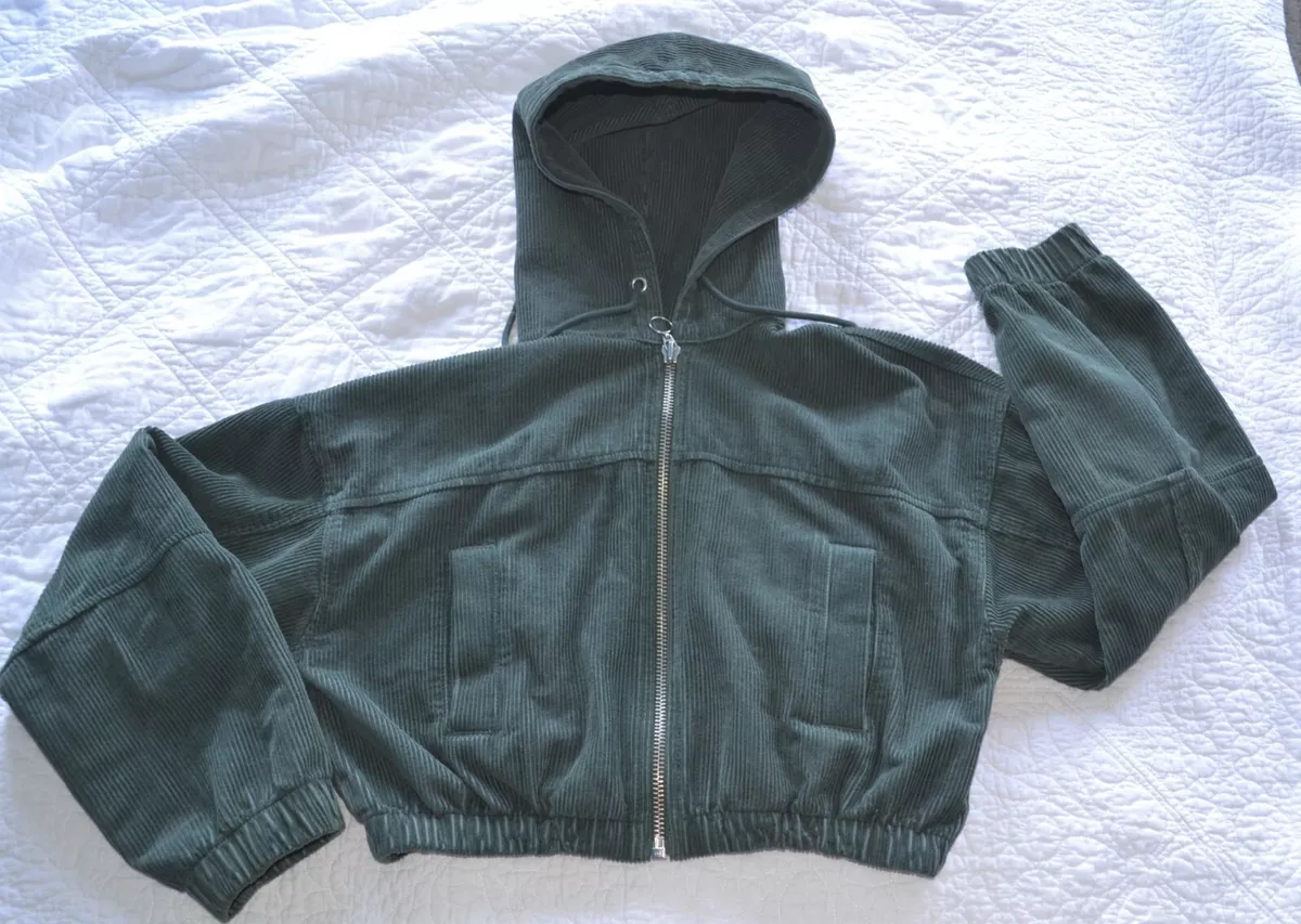 URBAN OUTFITTERS BDG Cropped Corduroy Hooded Jacket Juniors Small EUC