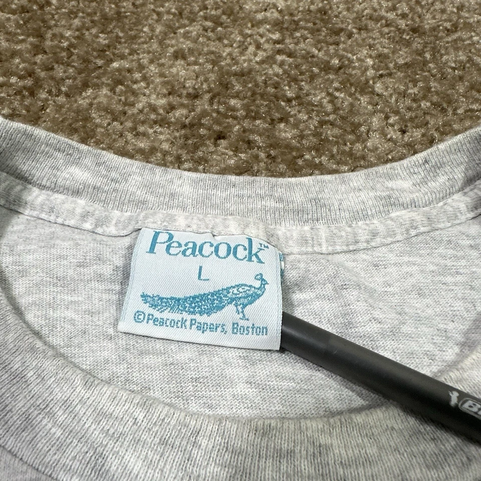 Винтажная футболка 90-х Eat Sleep Fish серая с коротким рукавом одинарная прошивка размер L США - Изображение 4 из 4