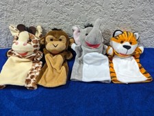 Melissa and Doug Set of 4 Zoo Animal Hand Puppets Giraffe Monkey Elephant Tiger