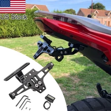 1x Metal Motorcycle License Plate Holder Mount W/LED Light Fender Eliminator Kit
