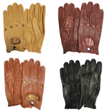 Vintage Slim Fit Lambskin Leather Driving Gloves Brown Cognac Black Tan S-XL