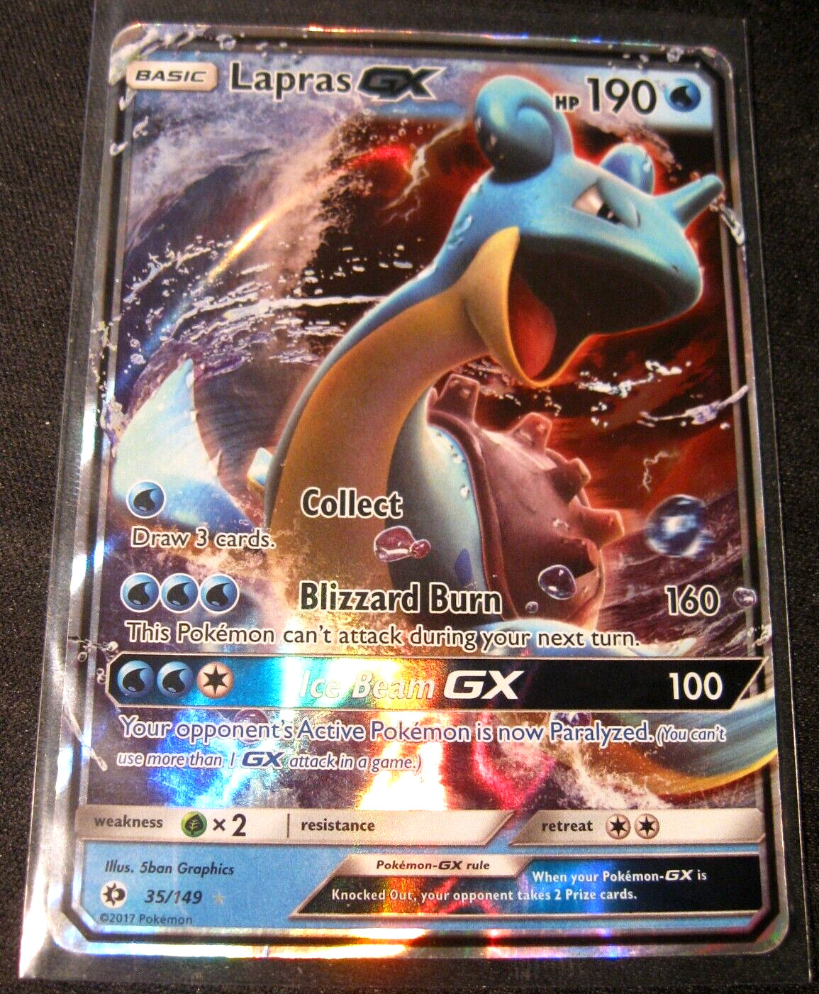 LAPRAS GX 2017 Pokemon Sun & Moon #35 FULL ART Holofoil UR NM
