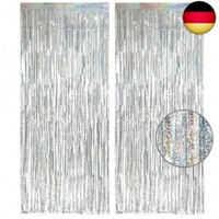 Lametta Vorhang Silber Glitzer - Greatril Metallic Party VorhäNge Foto