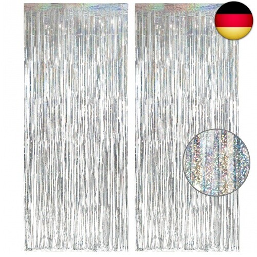 Lametta Vorhang Silber Glitzer - Greatril Metallic Party VorhäNge Foto-image