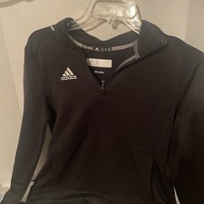 Adidas Sweatshirt Jacket Womens Size Small Climalite Partial Zip Black