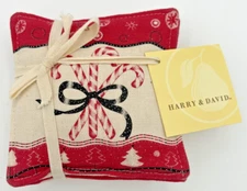 Vintage Harry and David Christmas Candy Cane Mugmat Coasters Set of 4 NEW U183